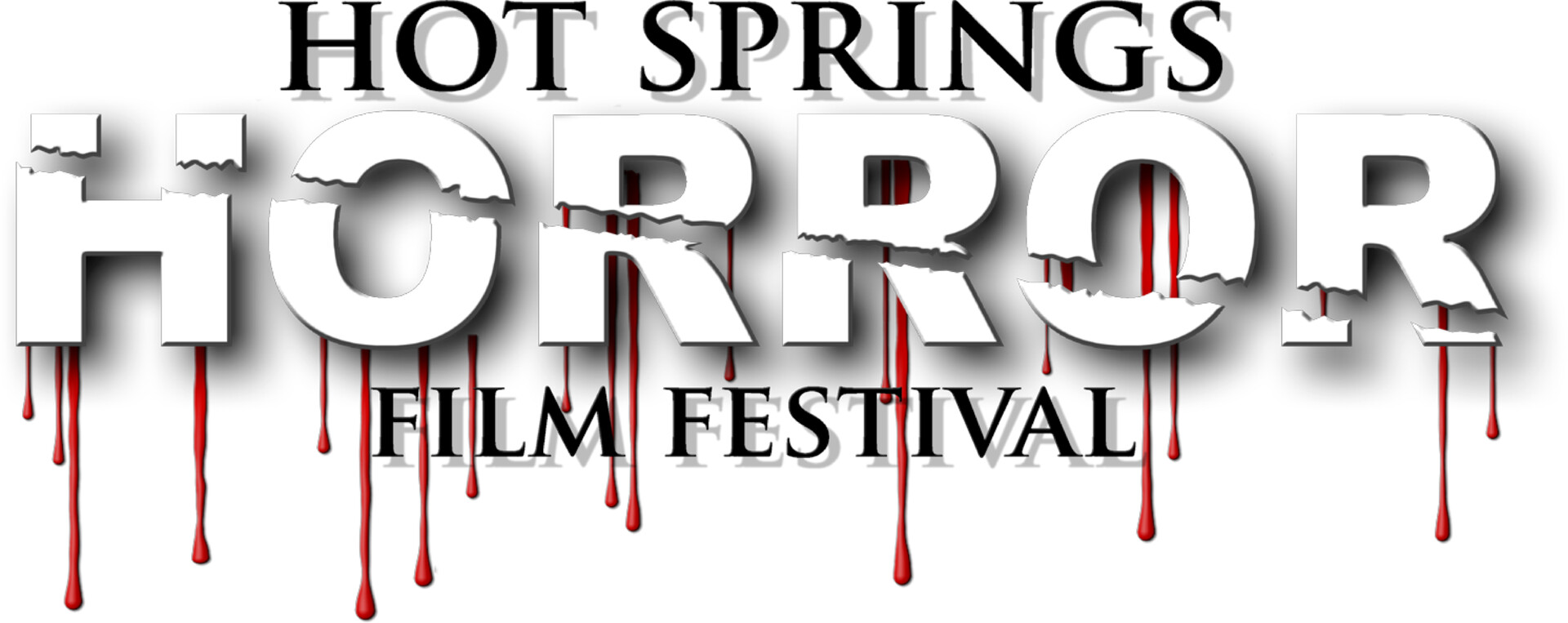 hshff - Vapors Live Banner for HOT SPRINGS HORROR FILM FESTIVAL featuring large white 3D letters with red blood-like drips beneath the text