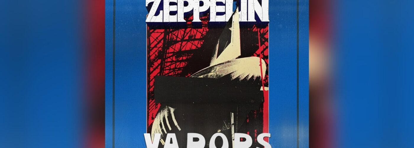 Legend Zeppelin concert poster in blue with red banner, featuring large white typography and a graphic illustration, announcing Thursday, November 19 and tickets at legendzeppelin.com